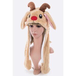 Reindeer christmas Air Pump Ear Winter Hat earmoving Kid